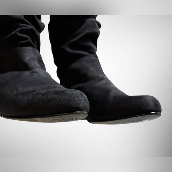 Womens Black Suede Slouchy Mid-Calf Boots Size 10M 3/4” Heel - Picture 8 of 15